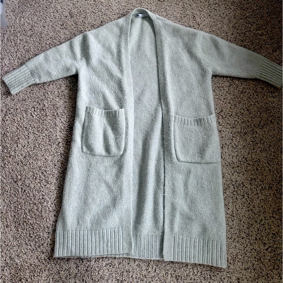ZARA Wool Alpaca Open front Cardigan Sea Green Size XS/S - Picture 3 of 12